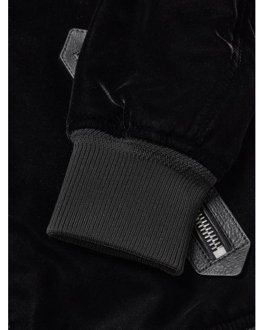 Tom Ford Bomberjacke aus Samt mit Besatz aus vollnarbigem Leder in Black für Herren
