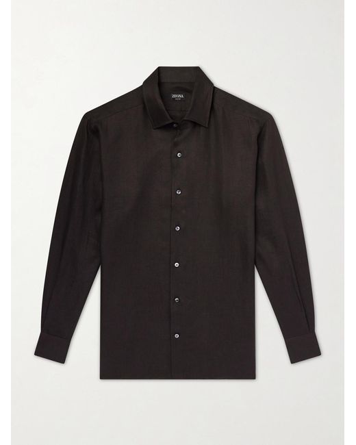 Zegna Black Oasi Linen Shirt for men