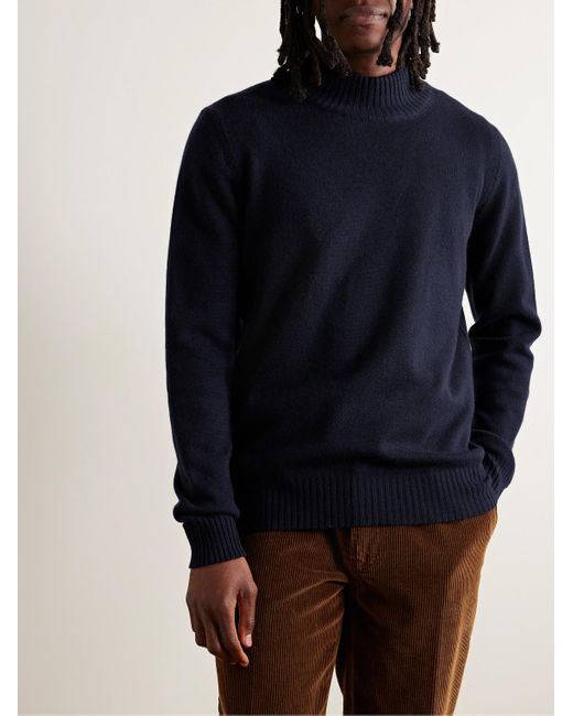 Ghiaia Blue Cashmere Mock-neck Sweater for men