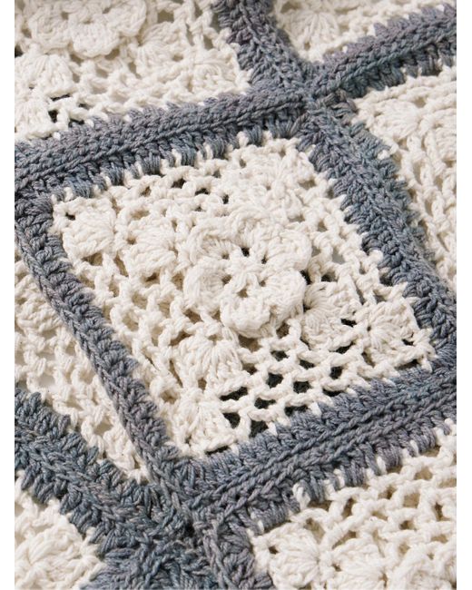 STORY mfg. Gray Tea Crocheted Organic Cotton Scarf for men