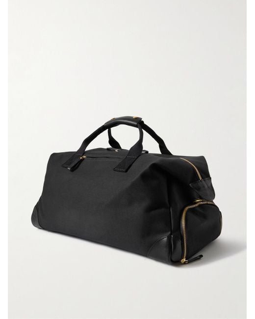 Weekender Leather-Trimmed Cotton-Canvas Holdall di Bennett Winch in Black da Uomo