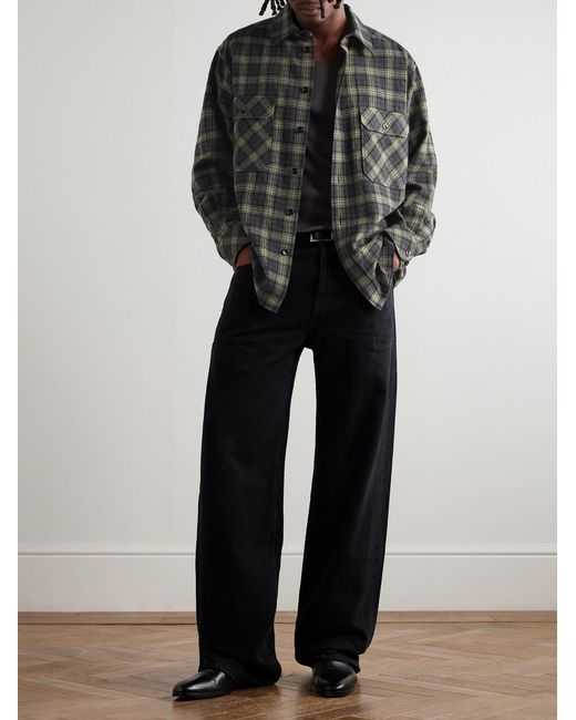 Saint Laurent Gray Checked Wool-Gauze Overshirt for men