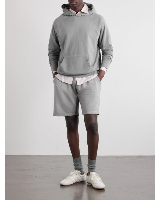Les Tien Gray French Terry-Cotton Raglan Hoodie for men