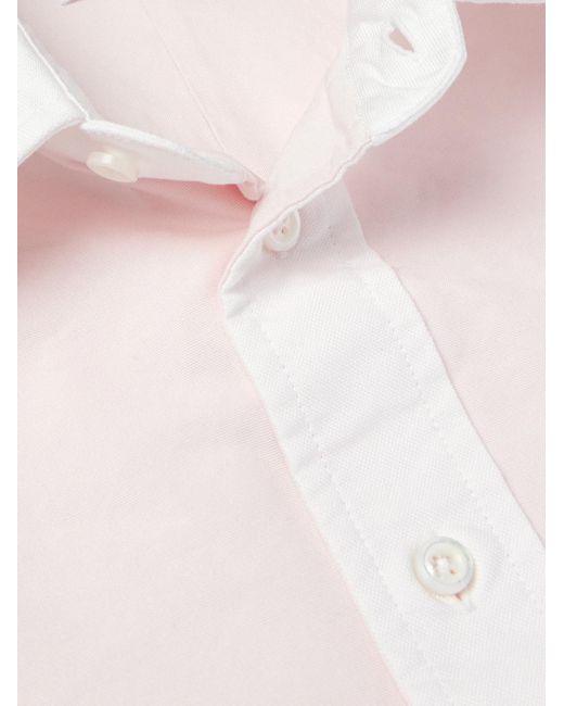 Thom Browne Natural Grosgrain-trimmed Supima Cotton Oxford Shirt for men