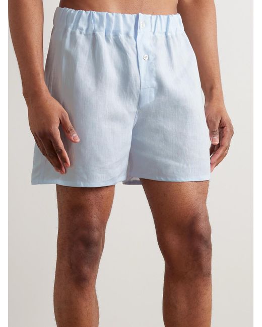 Emma Willis Blue Linen Boxer Shorts for men