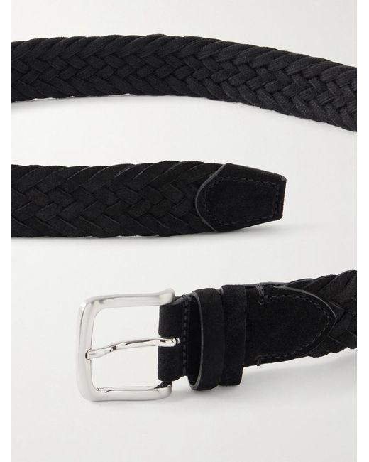 Mr P. Black 3.5Cm Woven Suede Belt for men