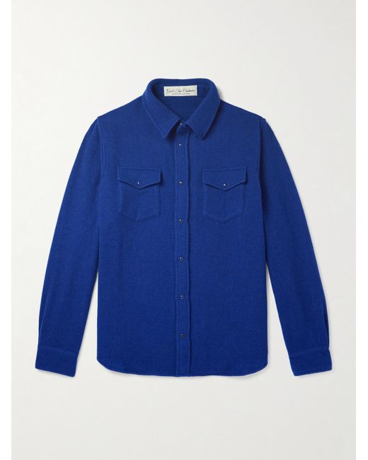 God's True Cashmere Blue Cashmere Shirt for men
