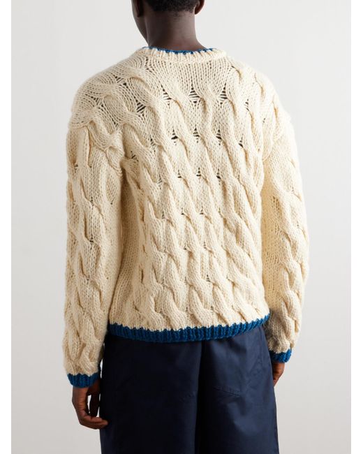 Pullover in lana a trecce di Federico Curradi in Natural da Uomo