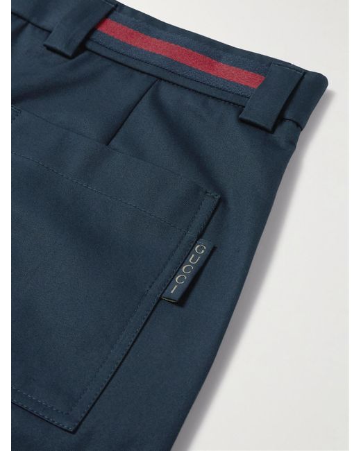 Shorts a gamba dritta in twill di cotone con nastro Web di Gucci in Blue da Uomo