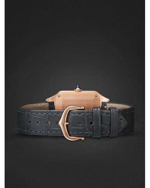 Cartier Black Santos-Dumont Small 18-Karat Rose Watch, Ref. Wssa0086 for men