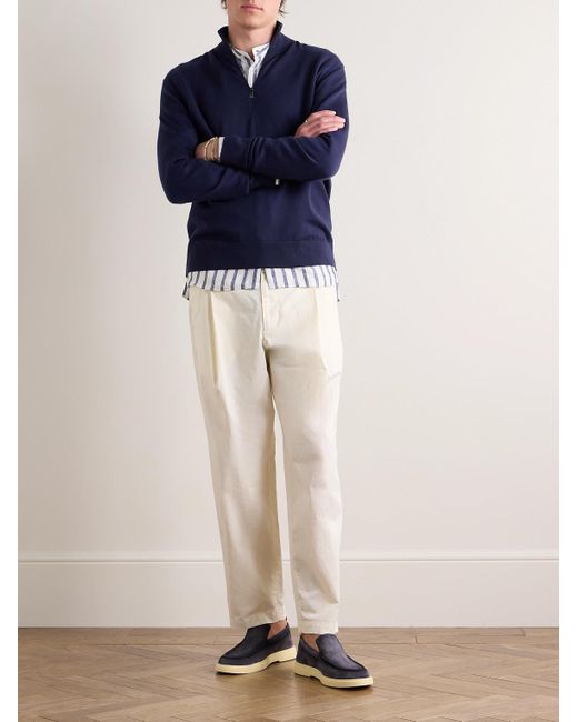 Massimo Alba Blue Danny Cashmere Half-zip Sweater for men