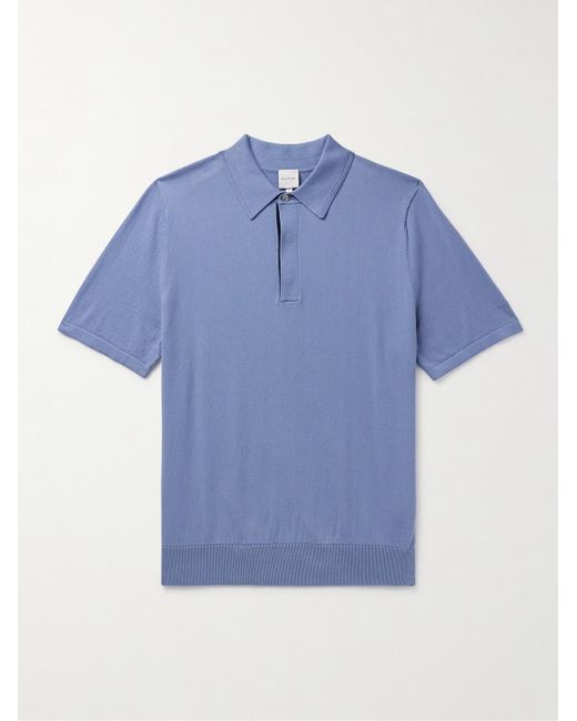 Paul Smith Blue Logo-embroidered Organic Cotton Polo Shirt for men