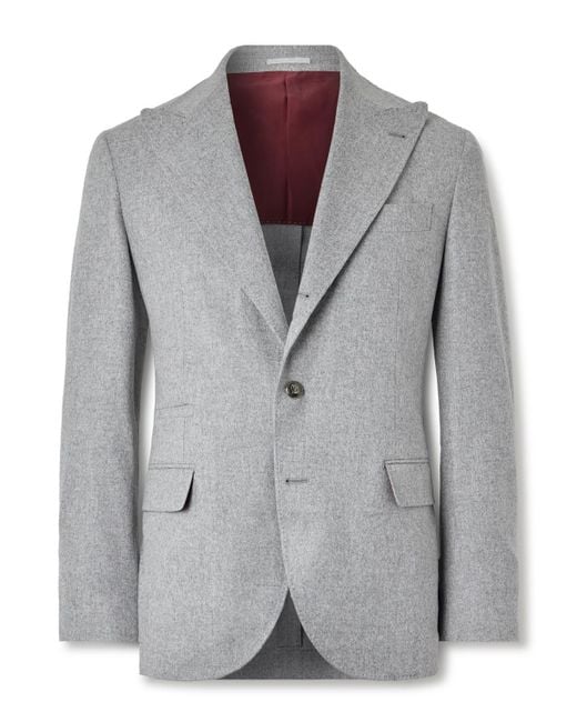 Brunello Cucinelli Gray Wool And Cashmere-blend Suit Jacket for men