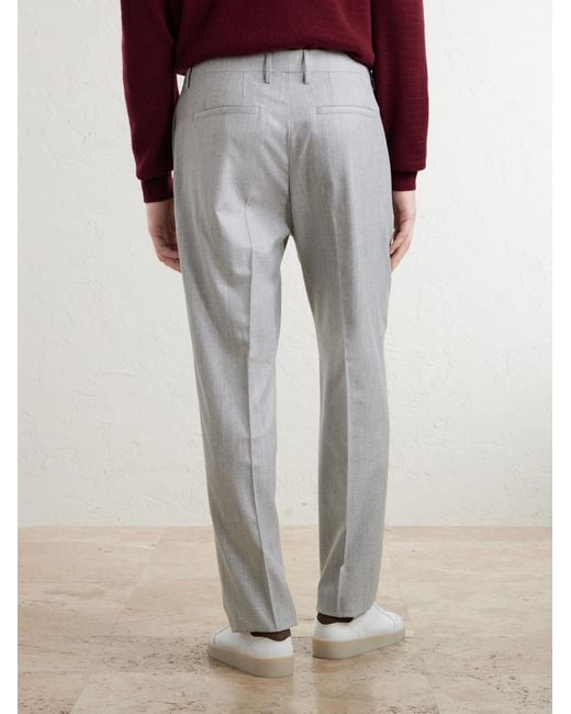Canali Gray Straight-Leg Wool Trousers for men