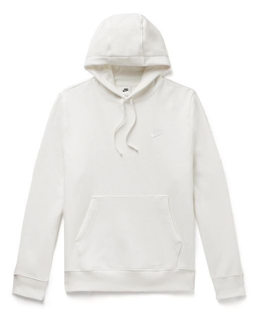 Nike White Sportswear Club Logo-embroidered Cotton-blend Jersey Hoodie for men
