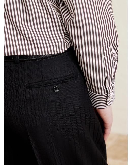 Tom Ford Blue Straight-leg Pleated Striped Grain De Poudre Wool Trousers for men
