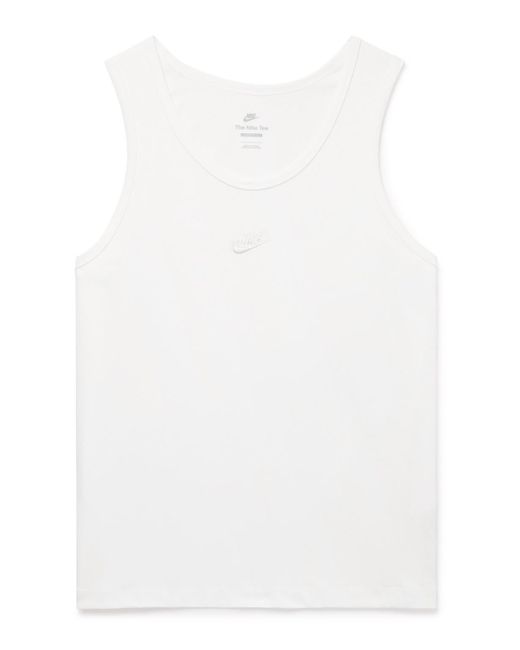 Nike White Premium Essentials Logo-embroidered Cotton-jersey Tank Top for men