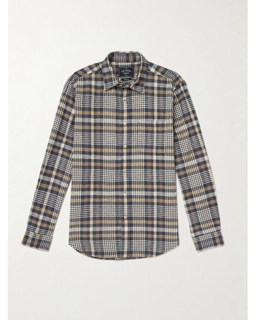 Portuguese Flannel Gray Manta Checked Organic Cotton Shirt for men