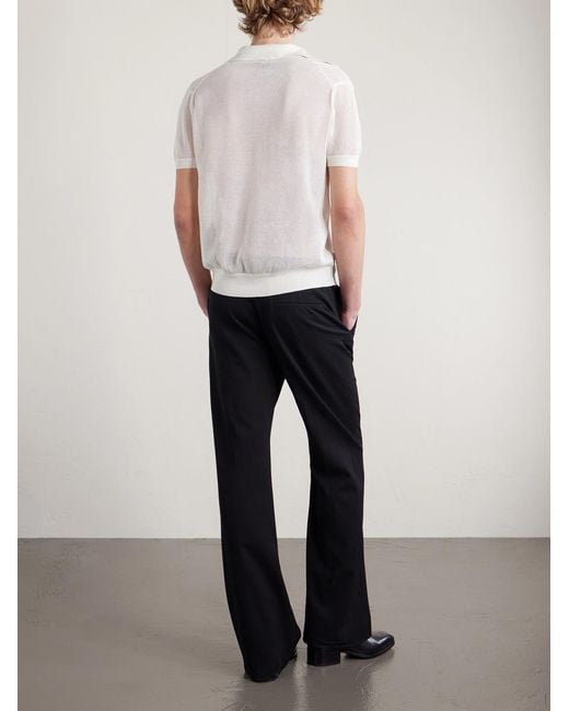 Tom Ford White Open-knit Sea Island Cotton And Silk-blend Polo Shirt for men
