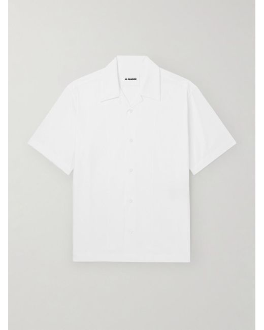 Jil Sander White Camp-Collar Cotton-Ripstop Shirt for men