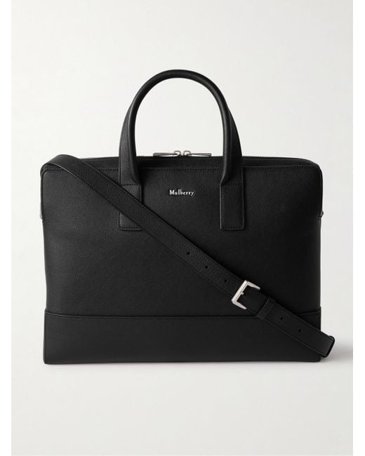 Mulberry Black Farringdon Pebble-Grain Leather Briefcase for men