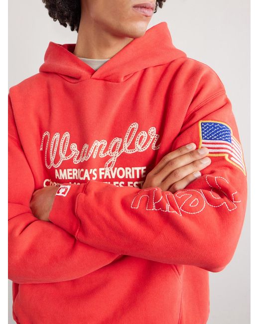 CHERRY LA Wrangler America's Favorite Logo-embroidered Printed Cotton-fleece Hoodie for men