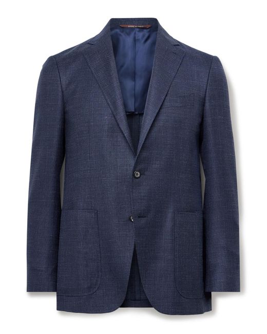 Canali Blue Kei Unstructured Wool, Silk And Linen-Blend Blazer for men