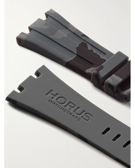 HORUS WATCH STRAPS Gray Tang 42Mm Camouflage-Print Rubber Watch Strap for men