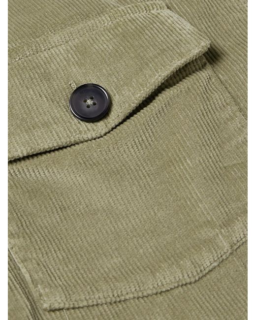 Officine Generale Green Aylan Convertible-Collar Cotton-Blend Corduroy Overshirt for men