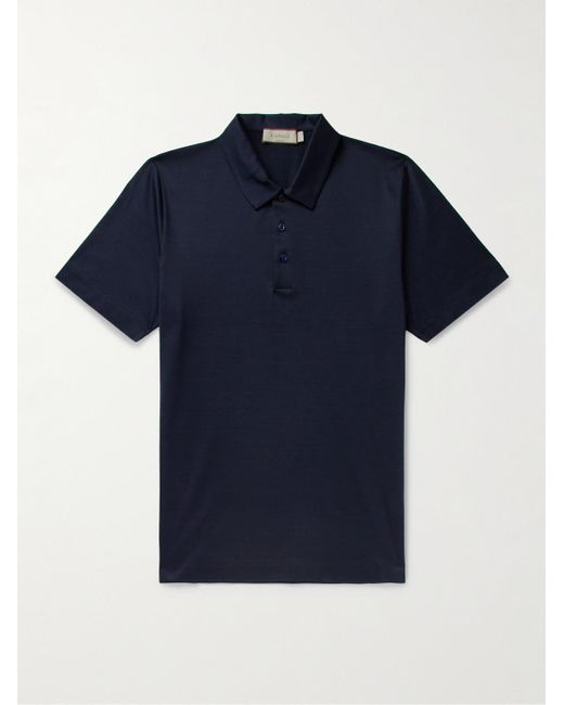 Canali Blue Cotton-jersey Polo Shirt for men