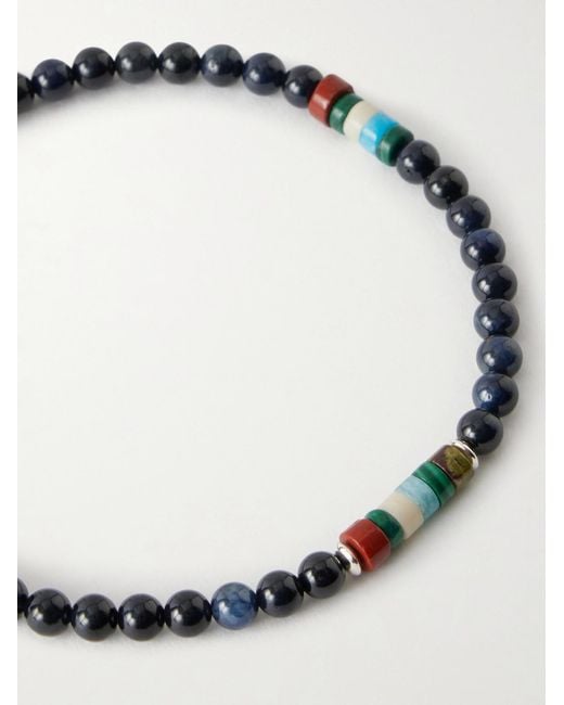 Mikia Sterling Silver Multi-Stone Beaded Bracelet in Blue für Herren