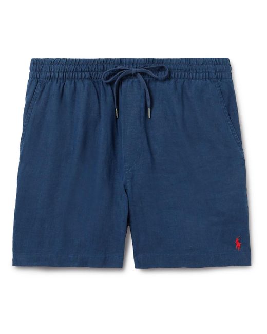 Polo Ralph Lauren Blue Prepster Logo-embroidered Linen Drawstring Shorts for men