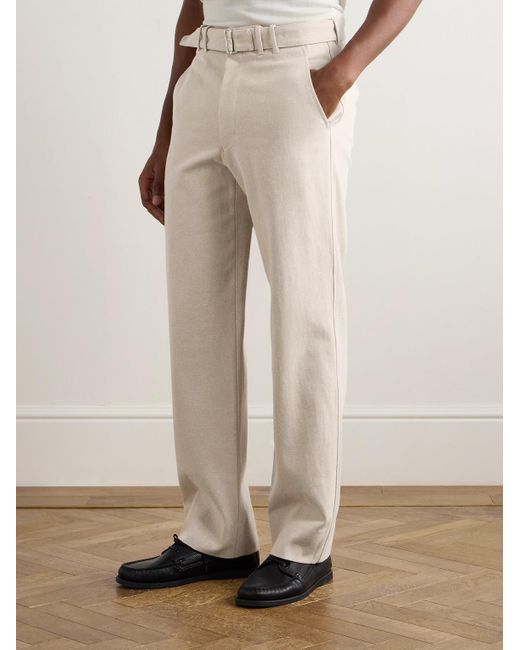 STÒFFA Natural Straight-Leg Belted Cotton-Twill Trousers for men