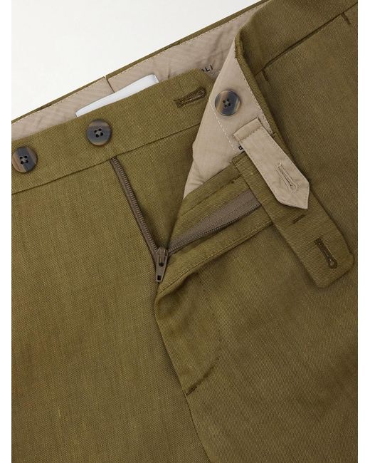 Boglioli Natural Wool And Linen-blend Straight Leg Trousers for men