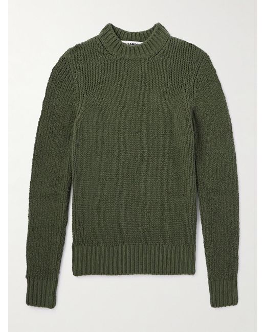 Jil Sander Green Cotton-blend Bouclé Sweater for men