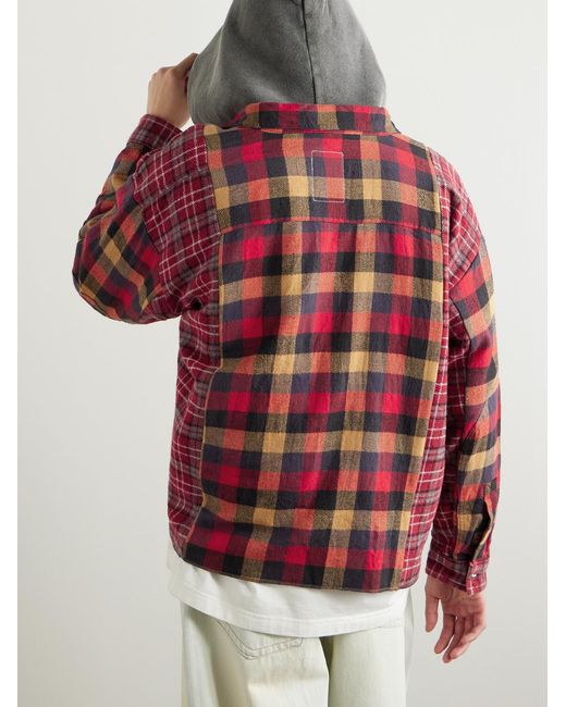 READYMADE Red Patchwork Checked Flannel Shirt for men