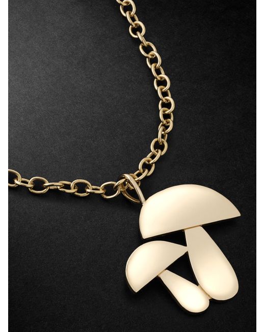 Sydney Evan Black Mushroom Large Gold Pendant Necklace for men