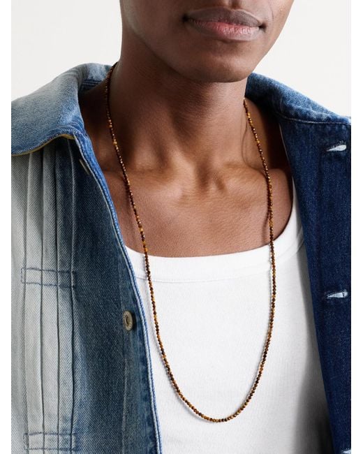 JIA JIA Black Arizona Gold Tiger's Eye Beaded Necklace for men