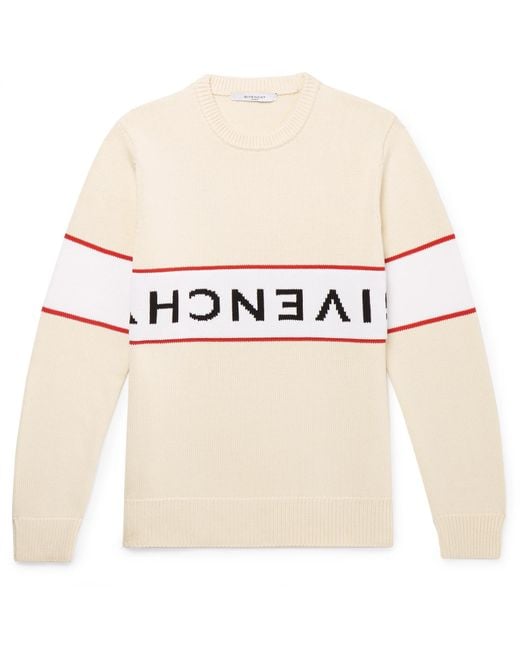 Givenchy White Upside Logo Band Cotton Jumper for men