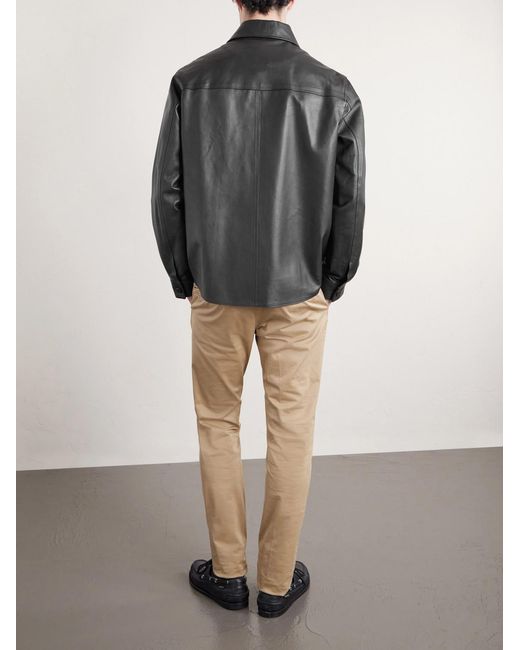 Slowear Gray Leather Overshirt for men