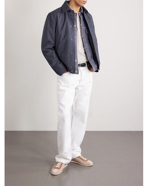 Brunello Cucinelli Blue Virgin Wool Blouson Jacket for men