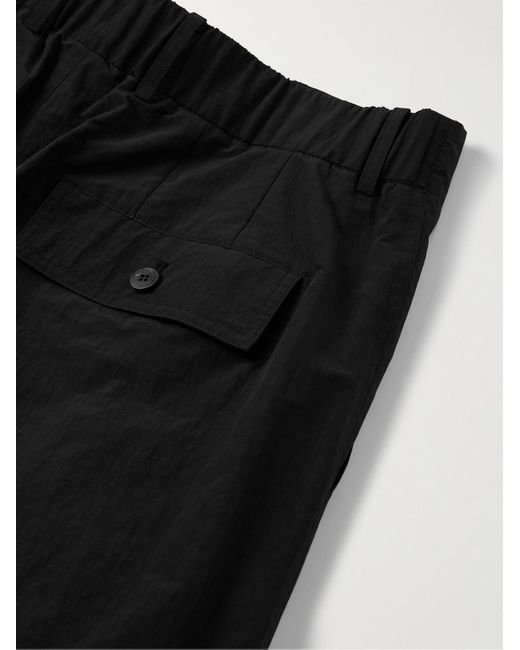 LE17SEPTEMBRE Black Straight-leg Pleated Crinkled-shell Trousers for men