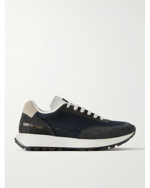 Common Projects Black Track Classic Nubuck-trimmed Suede And Ripstop Sneakers for men
