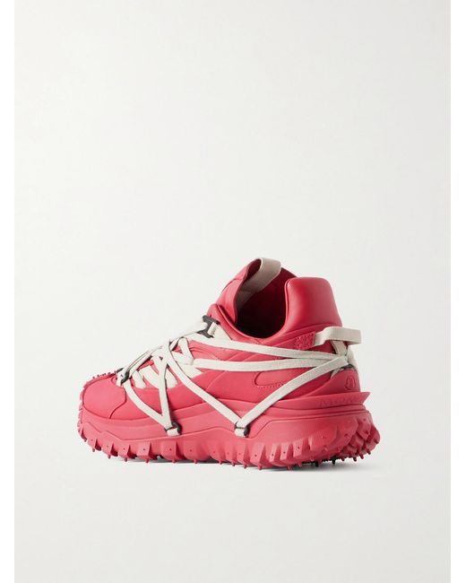 Rick Owens Pink Moncler Trailgrip Megalace® Leather And Rubber Sneakers for men