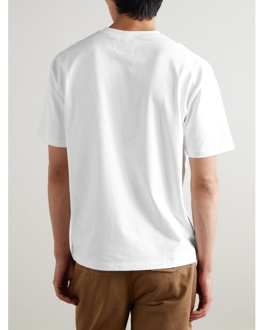 Drake's White Him Hiking Logo-Embroidered Cotton-Jersey T-Shirt for men