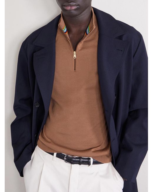 Merino Wool Half-Zip Sweater di Paul Smith in Brown da Uomo