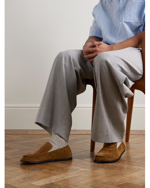 Loewe Brown Flex Suede Loafers for men