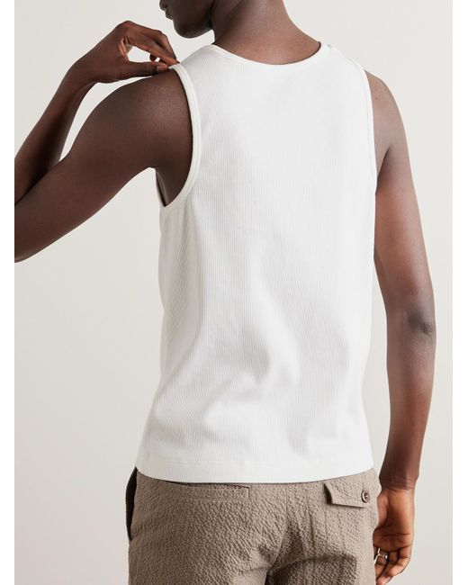 Mr P. White Ribbed Stretch-cotton Jersey Tank Top for men