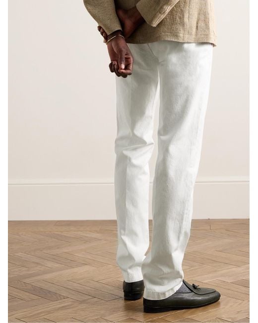 Massimo Alba Winch2 schmal geschnittene Hose aus einer Baumwoll-Leinenmischung in White für Herren