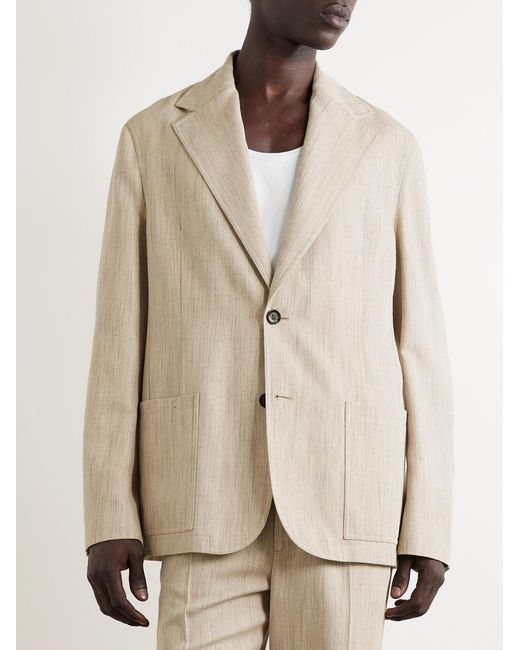 Bottega Veneta Natural Oversized Woven Suit Jacket for men